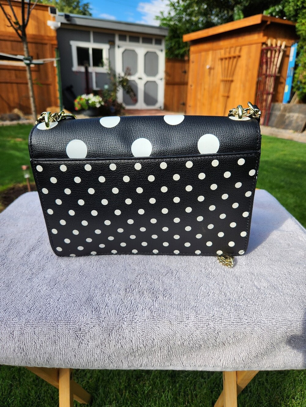 Karl Lagerfeld Polka Dot Chain Shoulder Bag - Picture 2 of 14